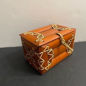 Vintage Hand Made Bamboo Box, Small Size: 5 5/8” L. X 3.5” X 3.5”, Unmarked